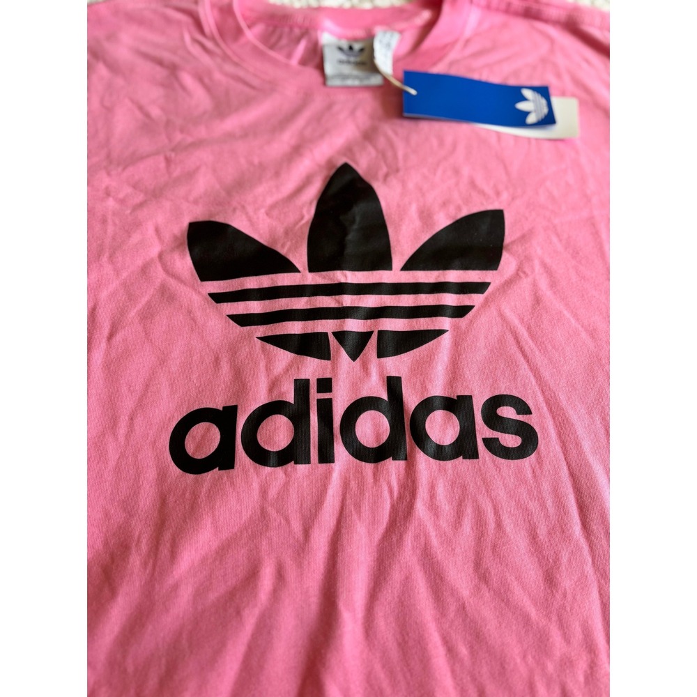 Adidas Originals Mens Trefoil Logo Graphic T-Shirt Pink Black XL - Picture 2 of 3